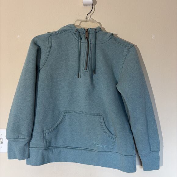 Carhartt Blue 1/4 Zip Hooded Sweatshirt Pullover Hoodie Youth Girl Large 12-14 - Picture 7 of 15